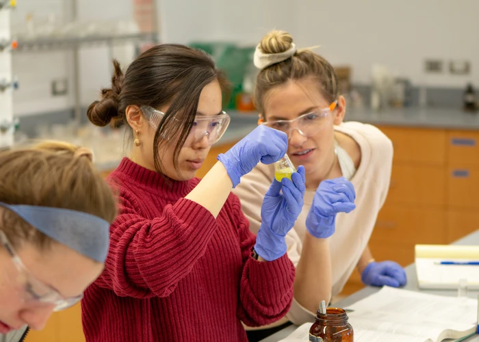 Students hard at work in the chem lab
