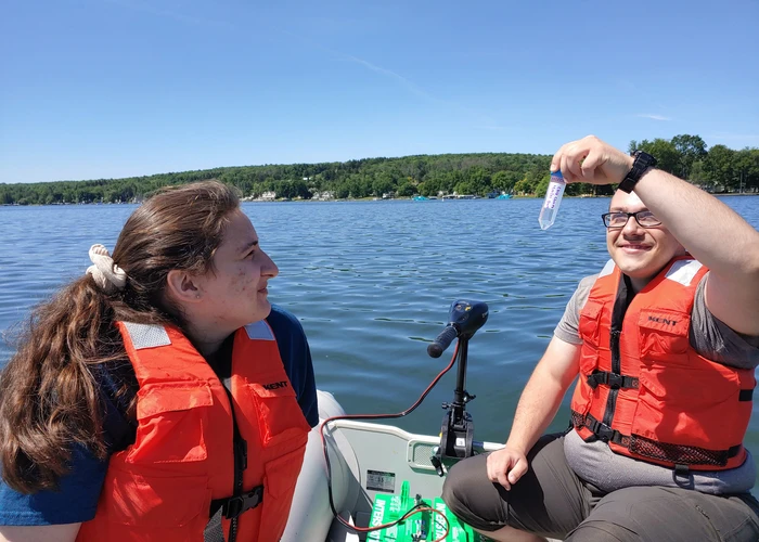 Fredonia students engage with the environment outside the classroom as part of the environmental sciences degree program. 