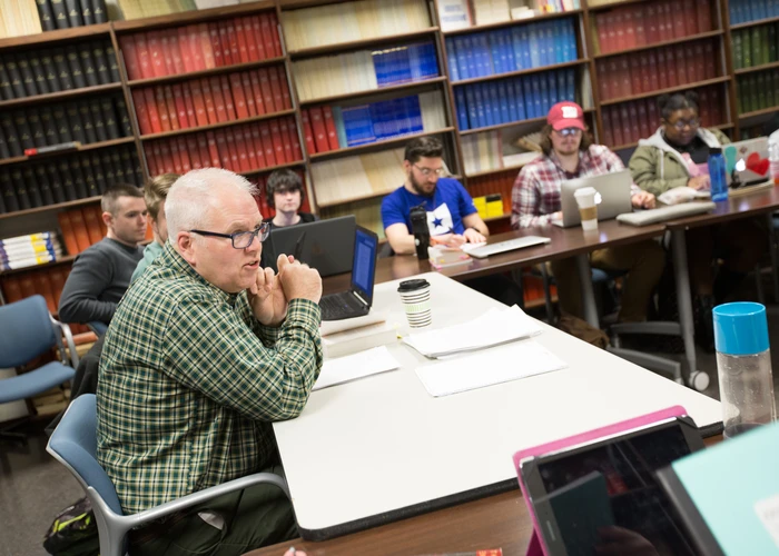 students attending a typical history class