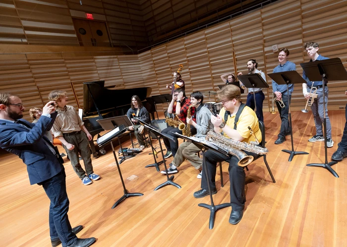 Nick Weiser leading the Jazz Ensemble