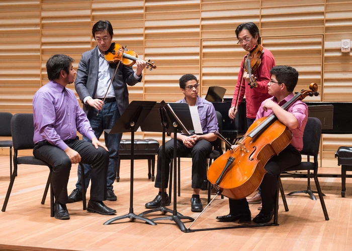 Shanghi Quartet visiting Fredonia and meeting with music students for a masterclass. 