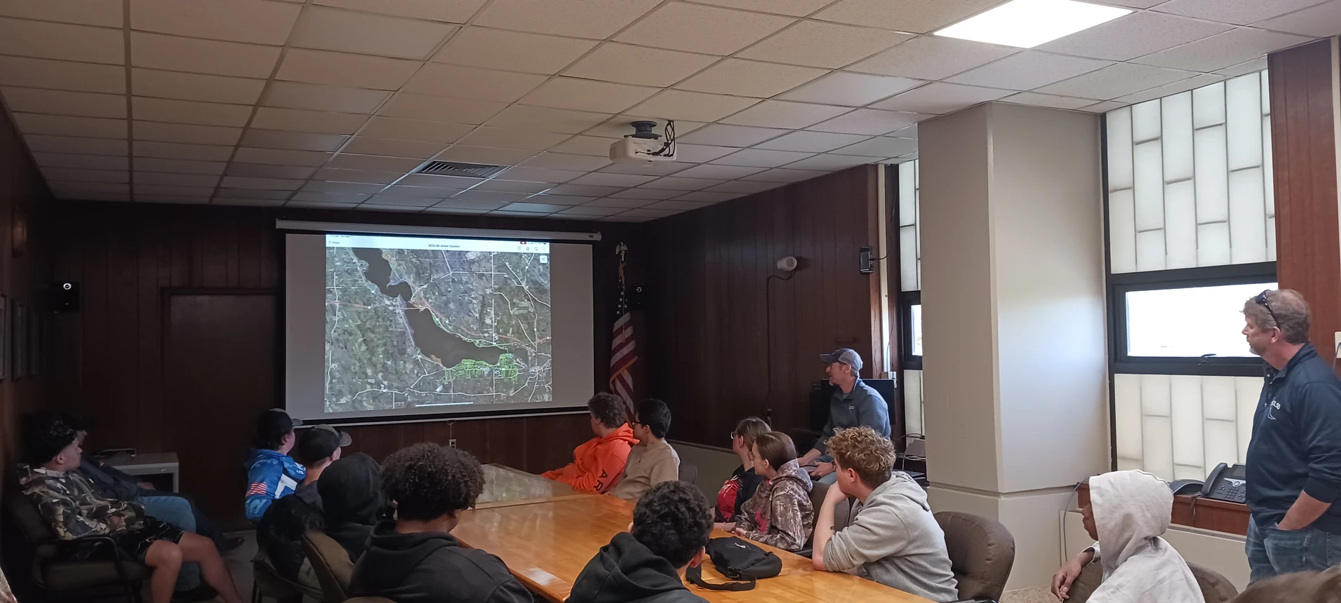 Students listen to a presentation from the engineering team at the South and Center Water Treatment Plant