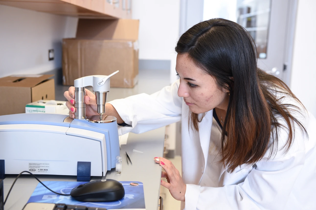 biology student in Science Center