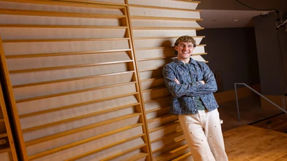 Lucas West on stage at Rosch Recital Hall