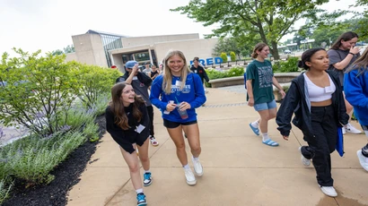 Prospective students on a tour getting "FRED-ready!" With 65+ programs, the Fredonia Admissions Office is ready to help students find the program that's right for them and helps them start a great career!