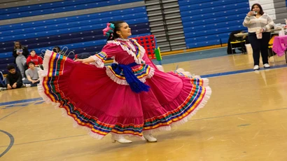 A Fredonia student performs at the Latino Unidos Carnival. Fredonia is a welcoming environment for international students from across the world. from
