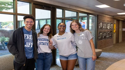 Fredonia students hanging out. With 11 graduate programs to choose from, and a small student to faculty ratio, graduate students can get a personalized education with affordable tuition. 