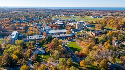 aerial shot of campus showing the breadth of our grounds.