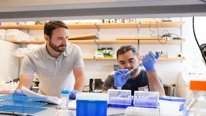 student working in lab