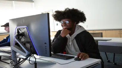 Student at work in a computer lab