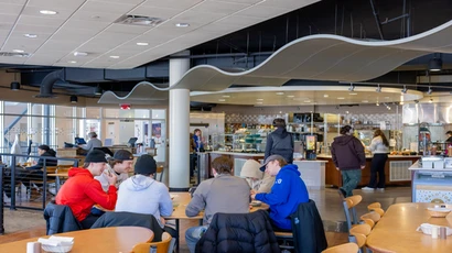 Fredonia students enjoying a delicious meal in Cranston Marche dining hall.