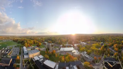 Aerial view of fall campus scene. Fredonia welcomes students from all backgrounds and all walks of life. 