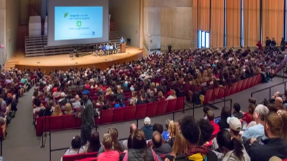 King Concert Hall is filled with people for the Accepted Students Reception