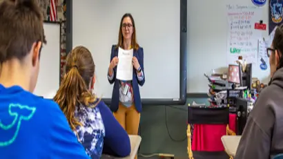 student-teacher leading a classroom activity