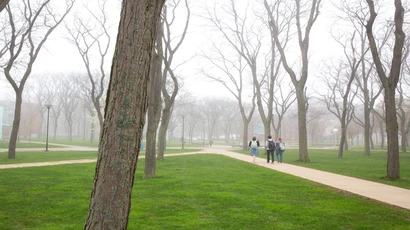 Fredonia campus on a foggy day
