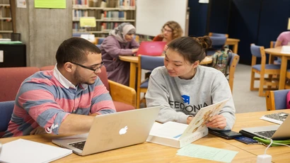 Tutor and student working in the Learning Center