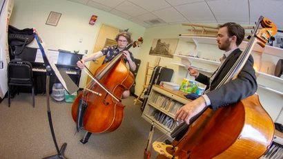Bass lesson with a student