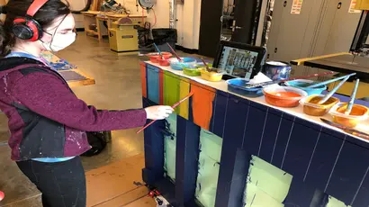 Erin Ruffino working on her piano.