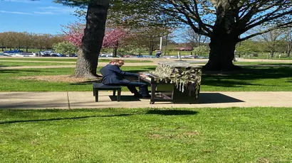 Dr. Nick Weiser performing on a Street Piano.