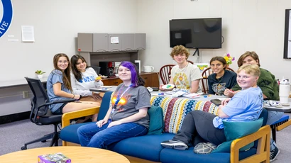 Honors Students hanging out in the lounge