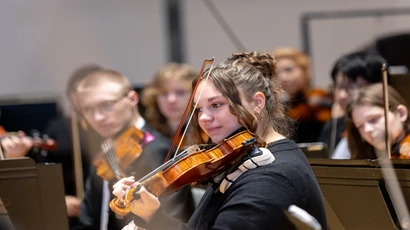 Orchestra player on stage
