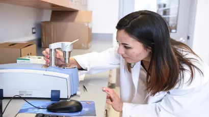 student in science lab