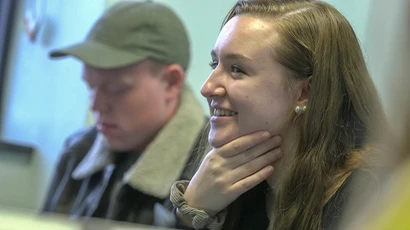 Students engage in a "Teaching Shakespeare" class