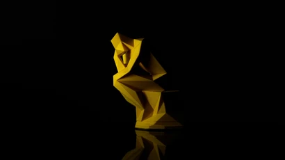Thinker statue, abstract