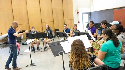 Summer Music Rehearsal in Mason Hall, graduate music education studies majors in New York",
