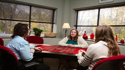 students in a group clinical mental health counseling session