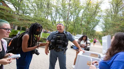 criminal justice students meet with a Fredonia officer; criminal justice degree; degree in criminal justice; criminal justice major, Degree in criminal justice, degree criminal justice, criminal justice degree. 