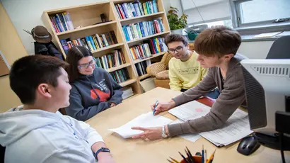 Fredonia math students engage with their professor; math teacher degree, math education, math teacher program, math teacher major, 