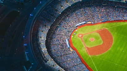 aerial photo of a baseball stadium, sport management degree, degree in sports management, sports management degree, sport management.