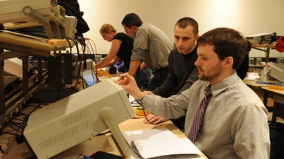 Industrial management degree, industrial management major. physics students work on a project, industrial technology management