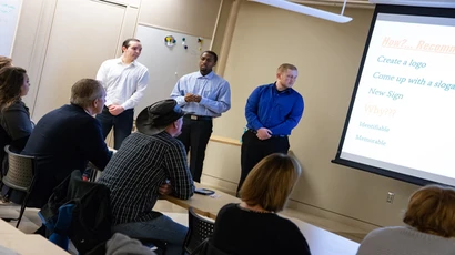 students make a presentation to a class