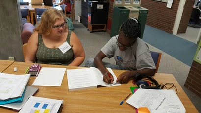 Tutor and student working in the Learning Center