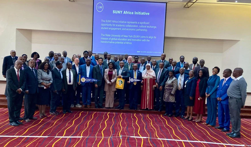 SUNY delegation with vice chancellors of the 30 Kenyan public universities and government officials