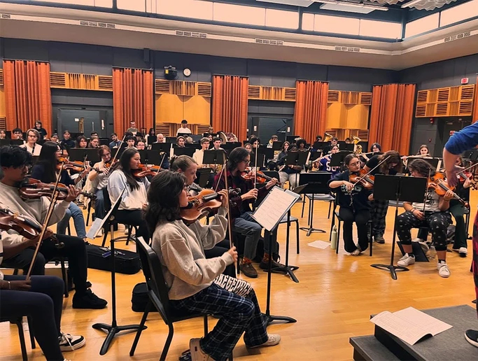 orchestra rehearsing 