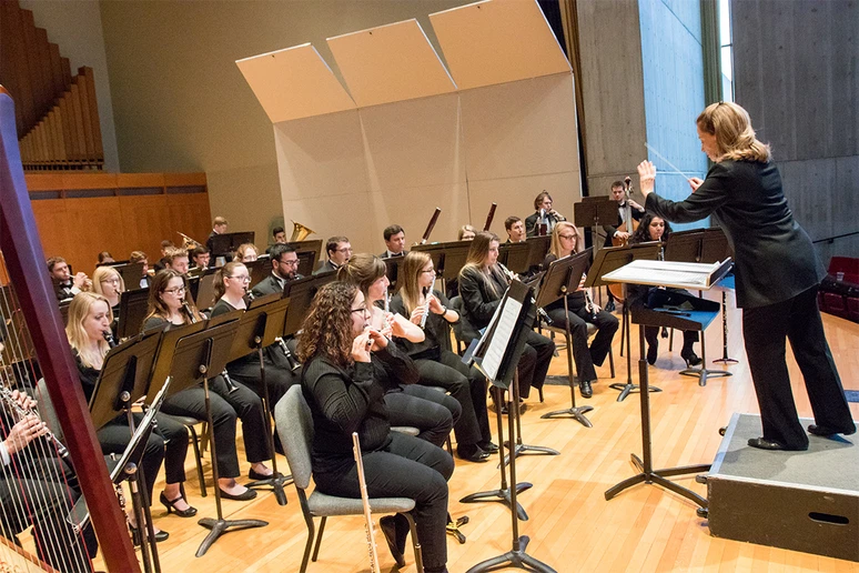 Wind Ensemble playing in King Concert Hall