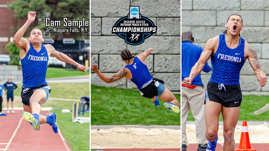 Cameron Sample in action in the long jump