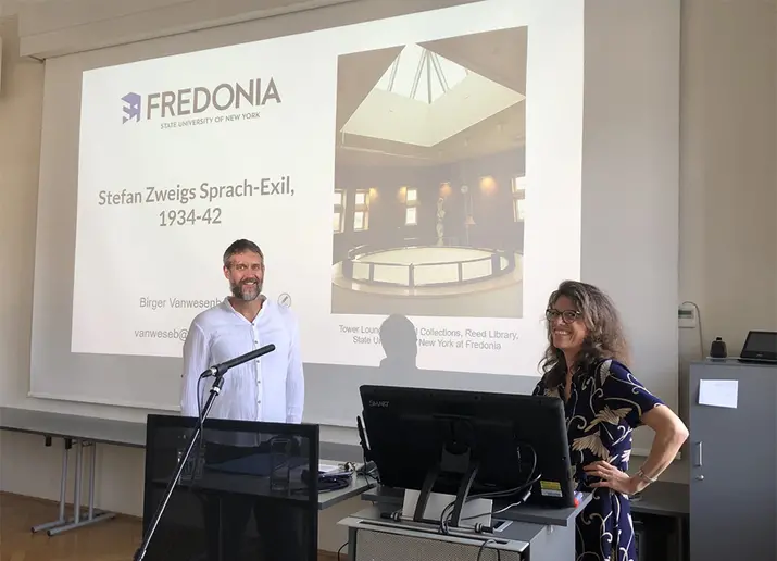 Dr. Birger Vanwesenbeeck, in Salzburg with Stefan Zweig Centrum director Dr. Martina Wörgötter-Peck.