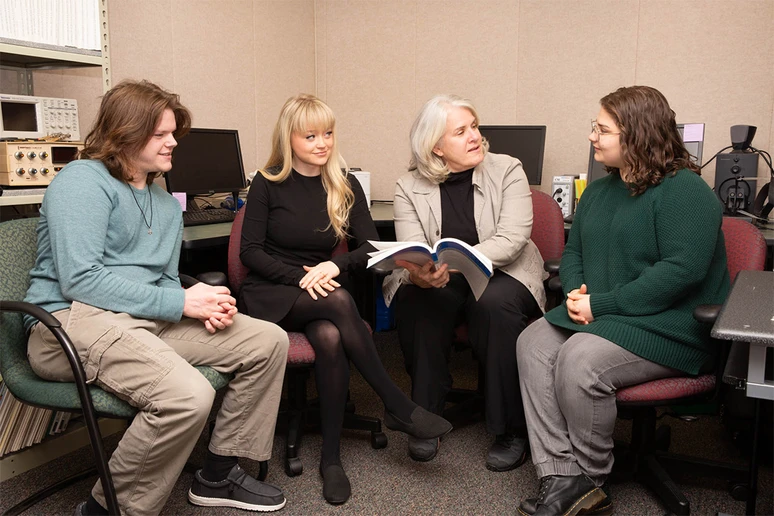 Representing SUNY Fredonia at the American Speech-Language-Hearing Association convention were (from left) Declan Whitmore, Kaylee Guzman, Dr. Bridget Russell and Madison Winfield.