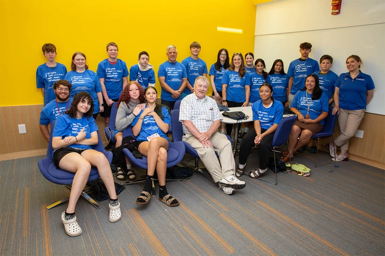 Area students join SUNY Fredonia faculty, students and staff for a group photo taken at the conclusion of the Science, Technology, Engineering, Arts and Math summer camp that is held each summer as part of the Liberty Partnerships program.