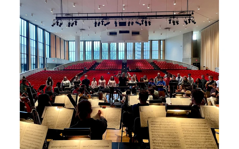 musicians in rehearsal in King Concert Hall