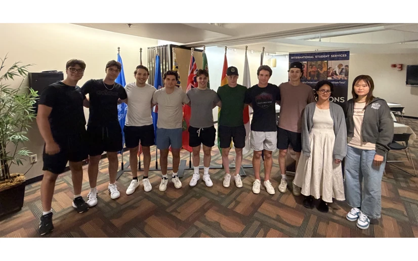 group of new international students standing