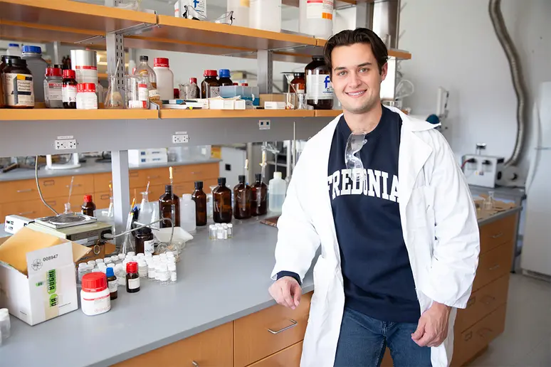 Andrew Keith, in a Science Center laboratory.