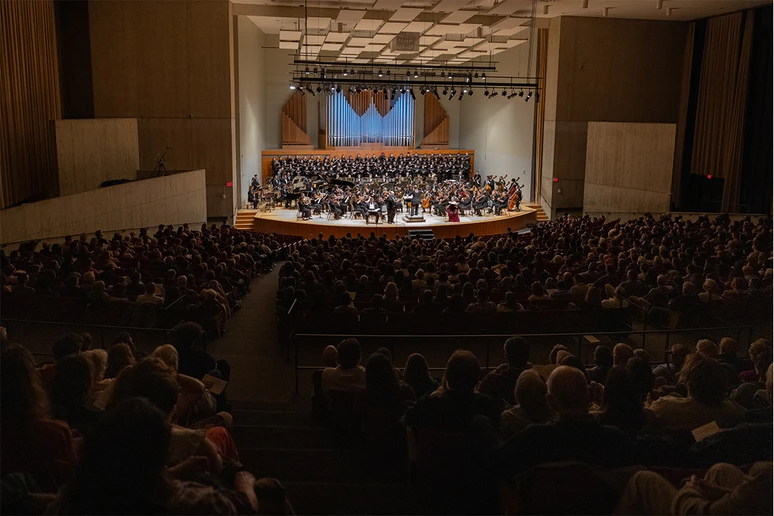 choruses, orchestra and audience in King Concert Hall