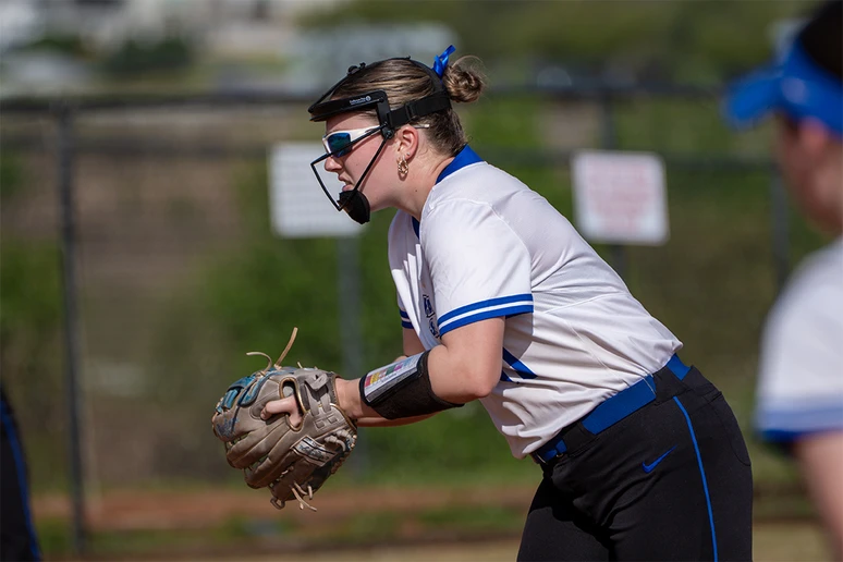 softball pitcher Kendall Phillips in action on the field