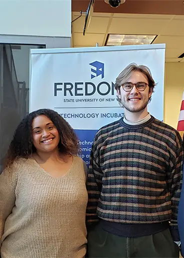 Student Business Competition winners JoJo Johnson and Connor Raposa.