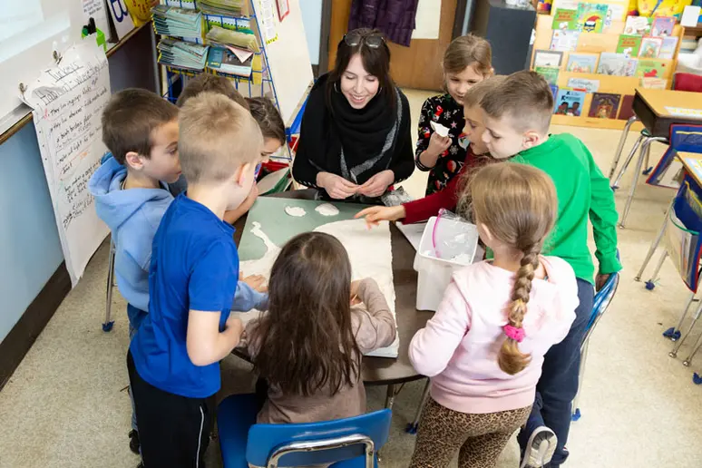 students with teacher